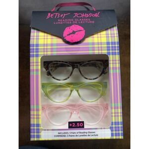 Betsey Johnson Reading Glasses +2.50 Readers 3 Pack  Catseye